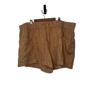 Athleta Cabo Linen Textured 4" Shorts Casual Summer Beach Size 26 Toasted Ochre‎